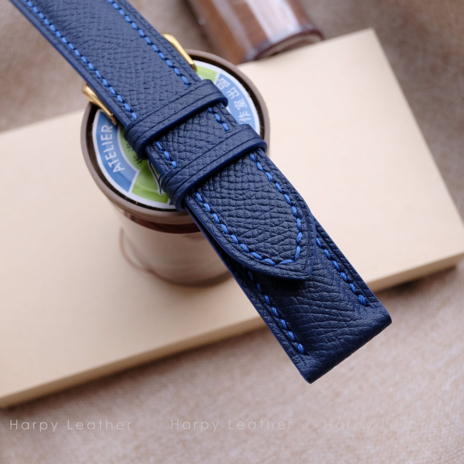 Blue leather watch strap - handmade leather watch strap & band