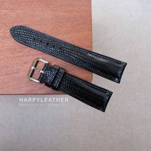 black lizard leather watch strap