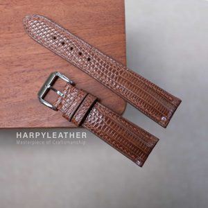 brown lizard leather watch strap