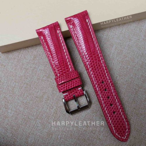 cherry-red-lizard-leather-watch-strap