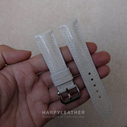 creamy white lizard leather watch strap 3