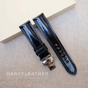 Black-shell-codovan-leather-watch-strap