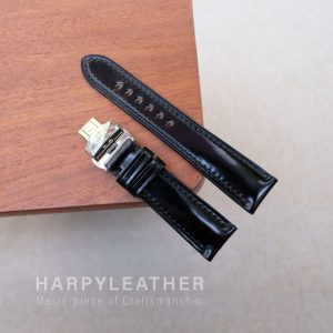 Black-shell-codovan-leather-watch-strap