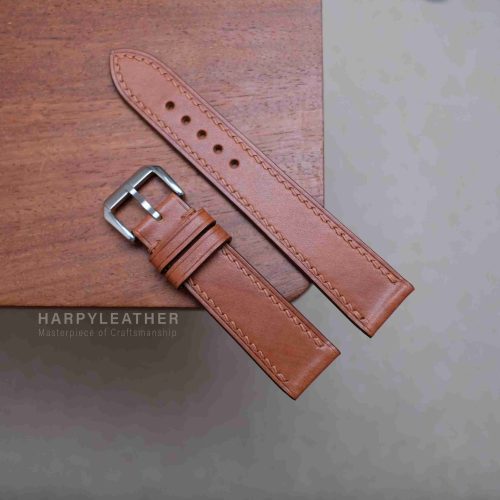 Brown-mozart-leather-flat-watch-strap