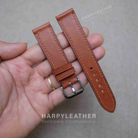 Brown-mozart-flat-leather-watch-strap