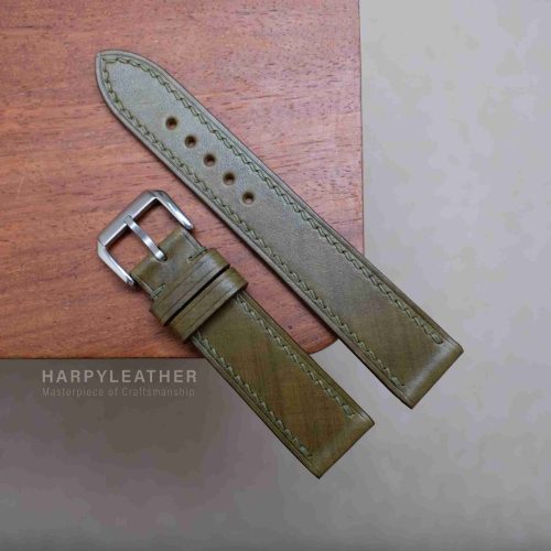 Olive green mozart flat watch strap 2