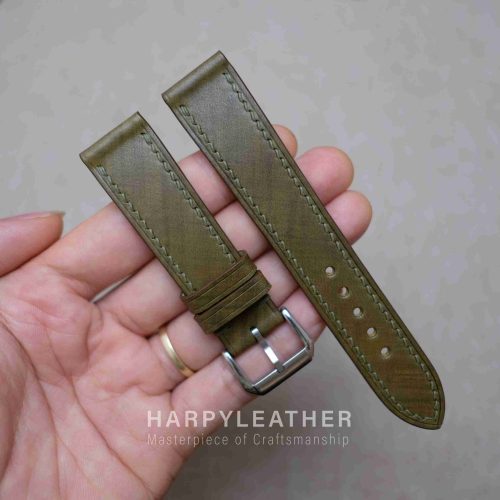 Olive green mozart flat watch strap 3