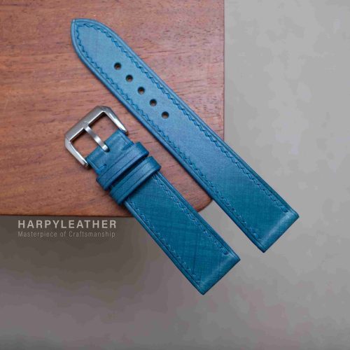 navy green mozart flat leather watch strap 2