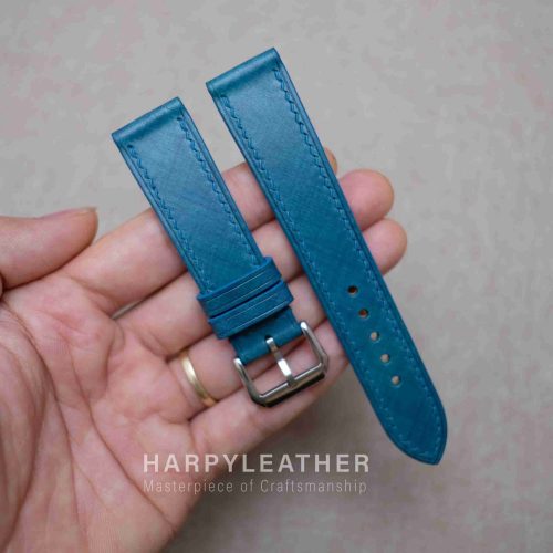 navy green mozart flat leather watch strap 3 1