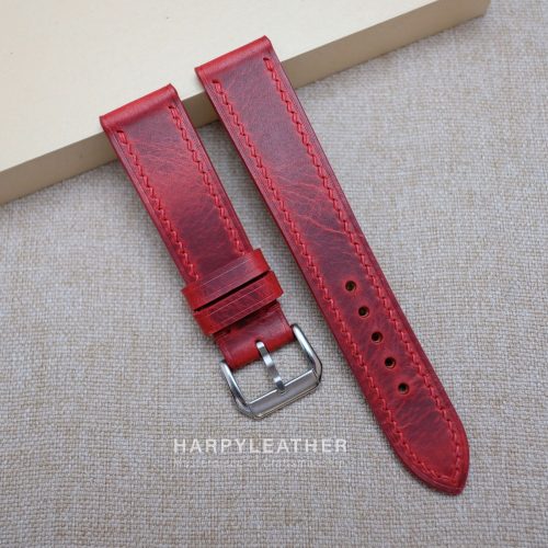 Red Waxy Flat Watch Strap