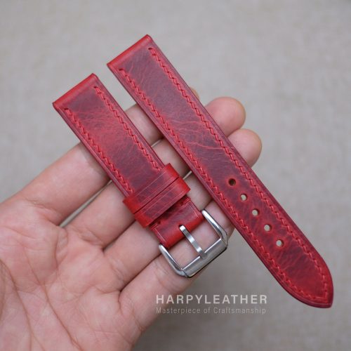 Red Waxy Flat Watch Strap