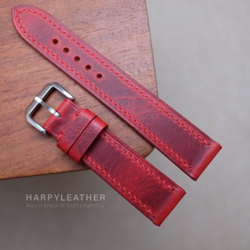 Red Waxy Flat Watch Strap