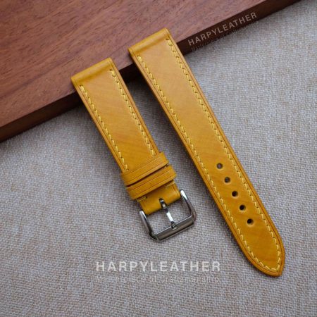 yellow-mozart-leather-flat-watch-strap