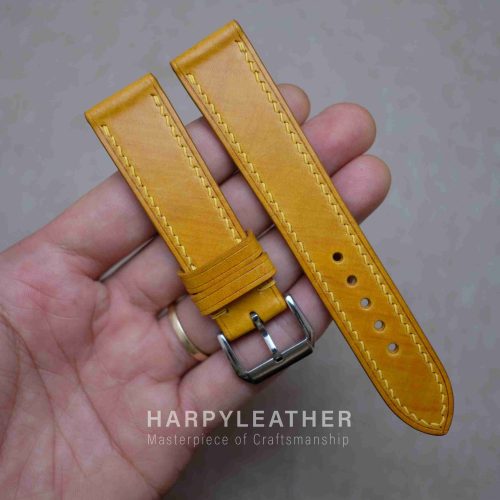 yellow mozart leather flat watch strap 3