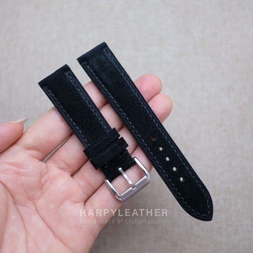 Black suede watch strap 2