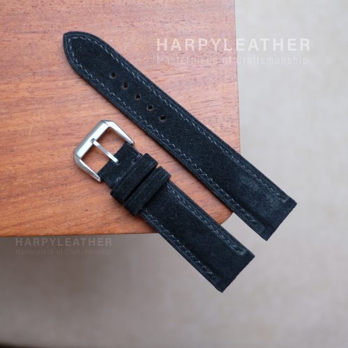 Black suede watch strap 4