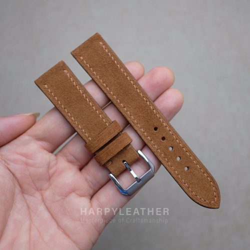 Brown suede Flat watch strap 2