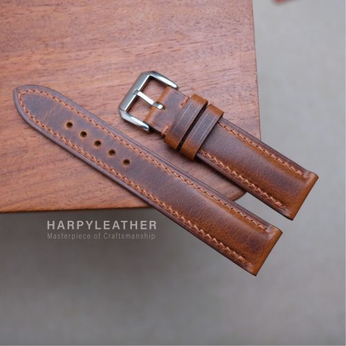 Brown waxy leather watch strap 3