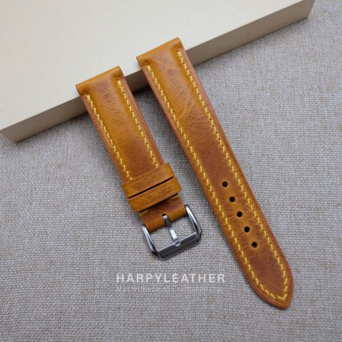 Golden yellow waxy watch strap 4