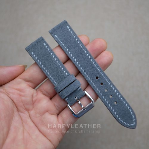 Gray suede flat watch strap 2