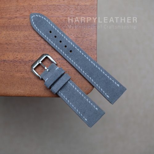 Gray suede flat watch strap 3