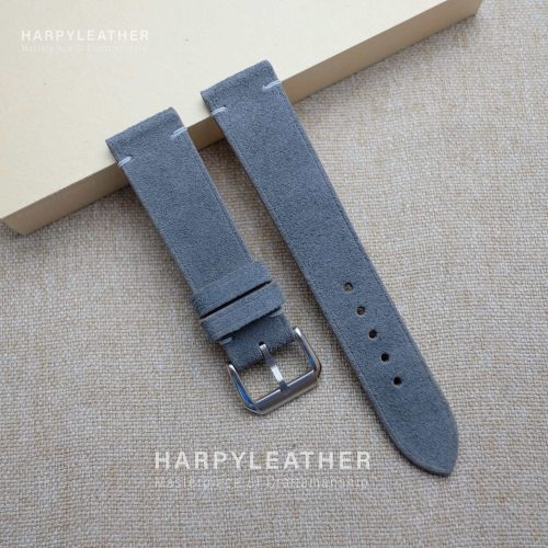 Gray-suede-slim-leather-watch-strap