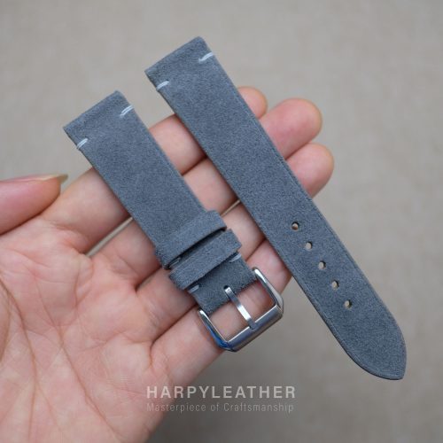 Gray suede slim leather watch strap 3