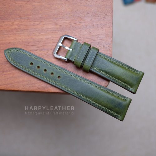 Olive green waxy watch strap 1