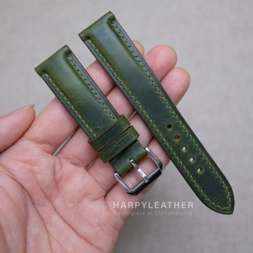 Olive green waxy watch strap 5