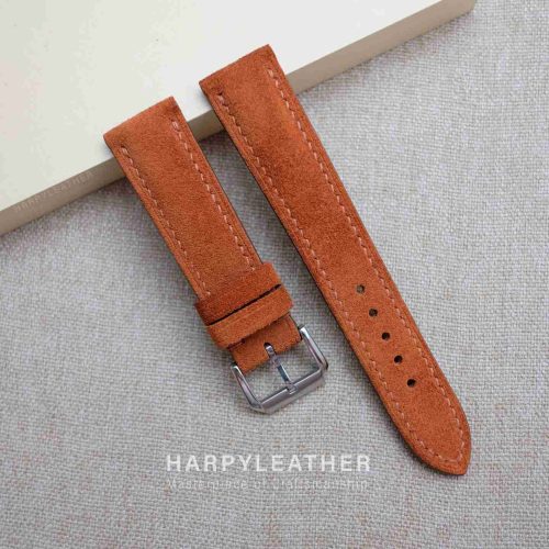 Orange-suede-leather-watch-strap