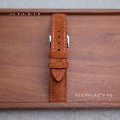 Orange suede leather watch strap 4