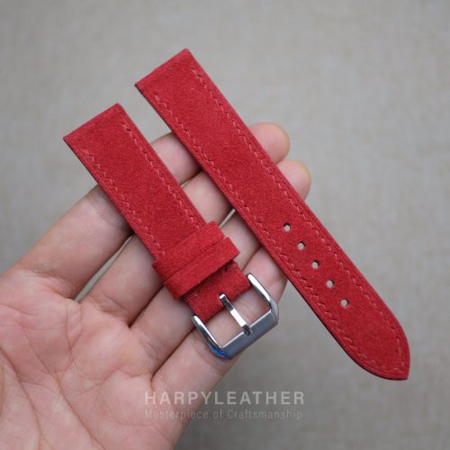 red suede flatwatch strap 2