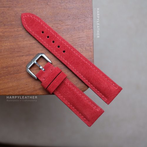 red suede leather watch strap 2