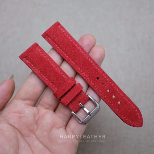 red suede leather watch strap 3