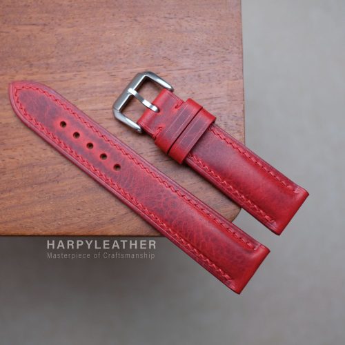 red waxy leather watch strap 3